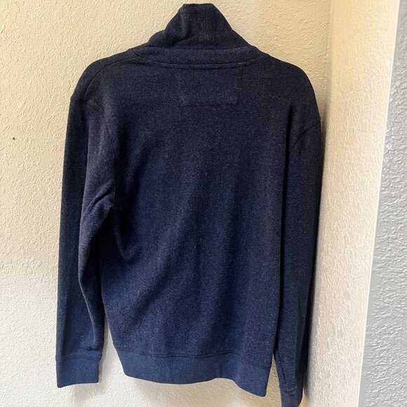 Banana Republic Heather Blue Shawl-Collar Waffle-Knit Sweatshirt Sweater Small S - Picture 3 of 4